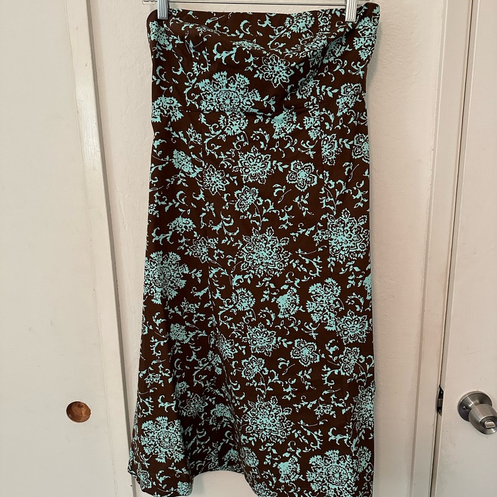 GAP Brown/Teal Strapless Dress